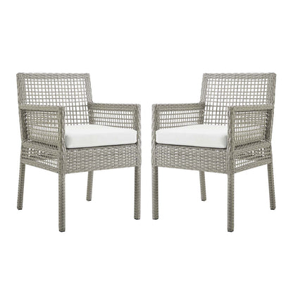 Aura Outdoor Patio Wicker Rattan Dining Armchair Set of 2 by Modway