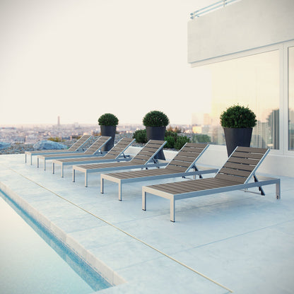 Shore Outdoor Patio Aluminum Chaise Set of 6 by Modway