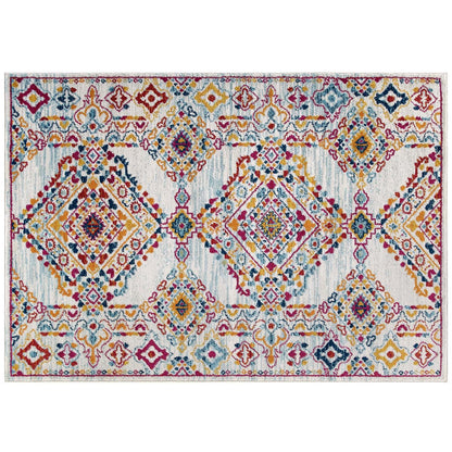 Entourage Khalida Distressed Floral Lattice 8x10 Area Rug by Modway