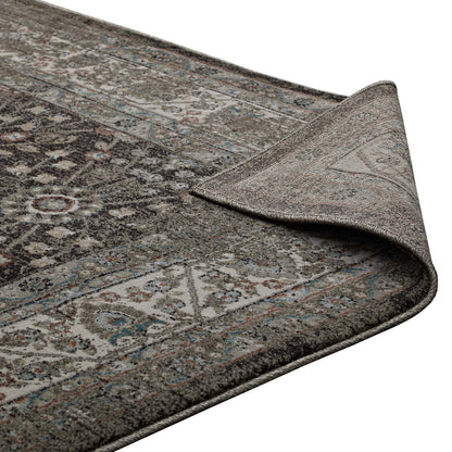 Berit Distressed Vintage Floral Lattice 5x8 Area Rug by Modway