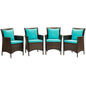 Conduit Outdoor Patio Wicker Rattan Dining Armchair Set of 4 by Modway