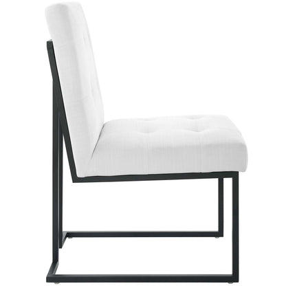 Privy Black Stainless Steel Upholstered Fabric Dining Chair by Modway