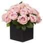 11" Rose Artificial Arrangement in Black Vase