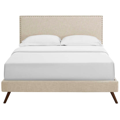 Macie Fabric Queen Platform Bed with Round Splayed Legs by Modway