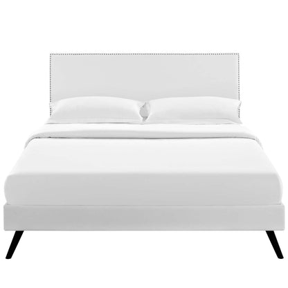 Macie Full Vinyl Platform Bed with Round Splayed L