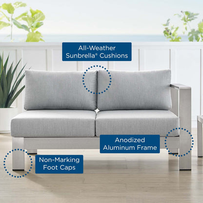 Shore Sunbrella¨ Fabric Aluminum Outdoor Patio Right-Arm Loveseat by Modway