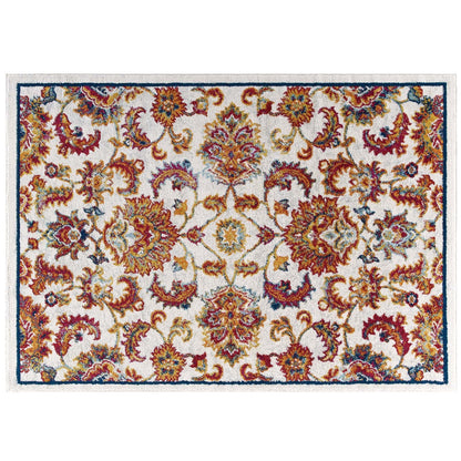 Entourage Azami Distressed Vintage Floral Lattice 8x10 Area Rug by Modway