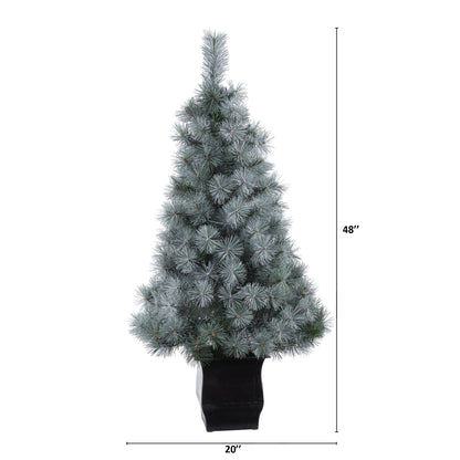 4' Snowy Mountain Pine Artificial Christmas Tree w 150 LED Lights