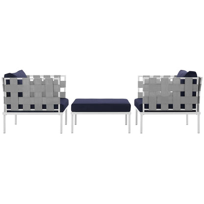 Harmony 3 Piece Outdoor Patio Aluminum Sectional Sofa Set by Modway
