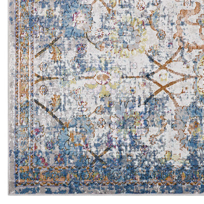 Minu Distressed Floral Lattice 4x6 Area Rug by Modway