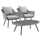 Endeavor 3 Piece Outdoor Patio Wicker Rattan Armchair and Coffee Table Set by Modway