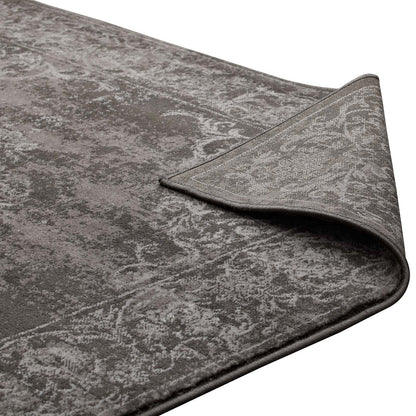 Gamela Rustic Vintage Ornate Floral Medallion 5x8 Area Rug by Modway