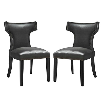 Curve Vinyl Dining Chair Set of 2 by Modway