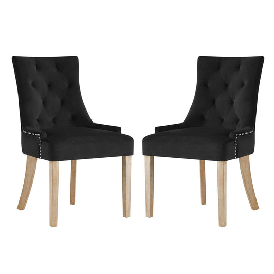 Pose Performance Velvet Dining Chair Set of 2 in Black