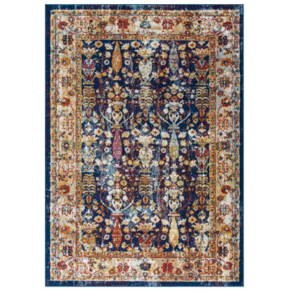 Entourage Jessa Distressed Vintage Floral Lattice 5x8 Area Rug by Modway