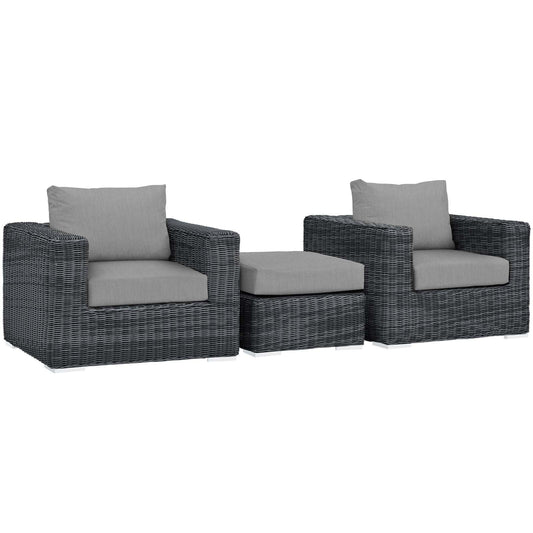 Summon 3 Piece Outdoor Patio Sunbrella¨ Sectional Set by Modway