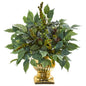15"  Royal Ficus and Fittonia Artificial Plant in Gold Urn