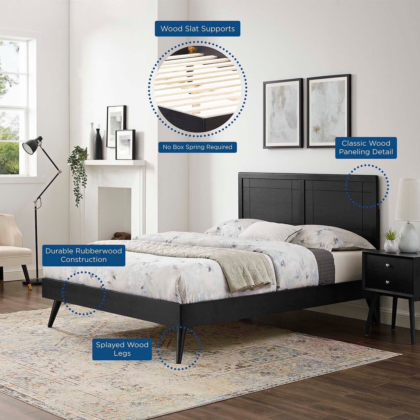 Marlee Wood King Platform Bed With Splayed Legs by Modway