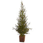 4' Alpine 'Natural Look' Artificial Christmas Tree in Wood Planter w/ Pine Cones
