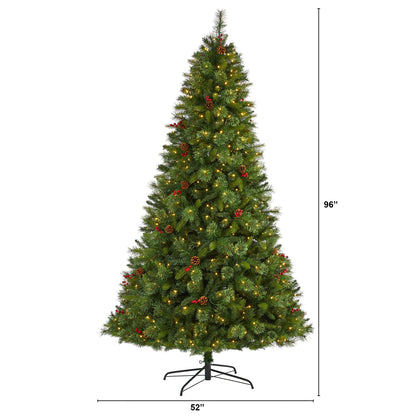 8' Aberdeen Spruce Artificial Christmas Tree w/ 500 Clear LED Lights