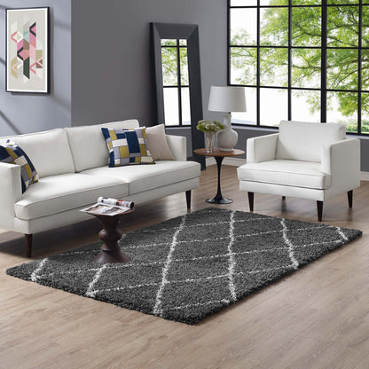 Toryn Diamond Lattice 5x8 Shag Area Rug by Modway