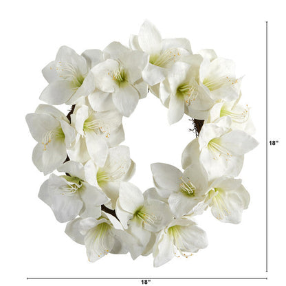 18" White Amaryllis Artificial Wreath