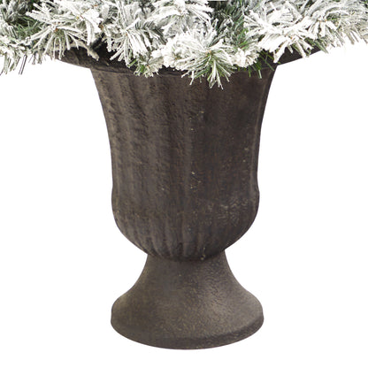 4.5' Flocked White River Mountain Pine Artificial Christmas Tree w/ Pinecones