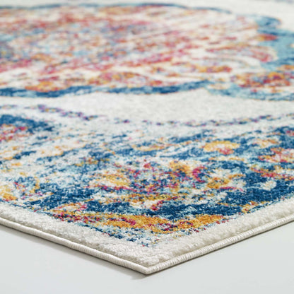 Entourage Malia Distressed Vintage Floral Vintage Medallion 5x8 Area Rug by Modway