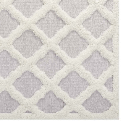 Whimsical Regale Abstract Moroccan Trellis Shag 5x8 Area Rug by Modway