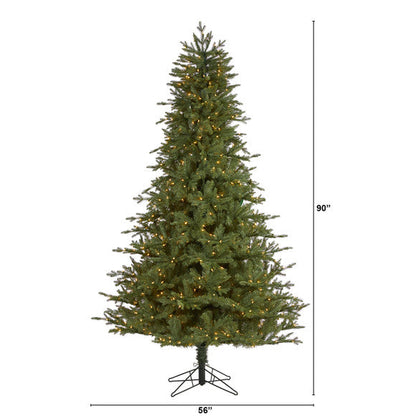 7.5' New Hampshire Spruce Artificial Christmas Tree with 650 Warm White Lights