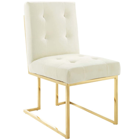 Privy Gold Stainless Steel Performance Velvet Dining Chair by Modway