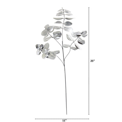 25" Metallic Eucalyptus Artificial Plant (Set of 24)