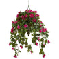 37"  Bougainvillea Artificial Plant in Hanging Metal Bowl