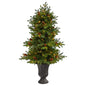 4.5' Yukon Mountain Fir Artificial Christmas Tree w/ 100 Clear Lights, Pine Cone