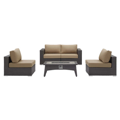 Convene 5 Piece Set Outdoor Patio with Fire Pit by Modway