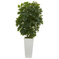 40" Schefflera  Artificial Plant in White Vase (Real Touch)