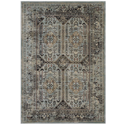 Enye Distressed Vintage Floral Lattice 8x10 Area Rug by Modway
