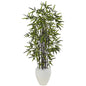 5' Black Bamboo Tree in White Oval Planter