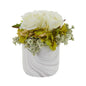 Rose and Hydrangea Artificial Arrangement in Marble Finished Vase