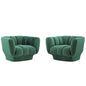Entertain Vertical Channel Tufted Performance Velvet Armchair Set of 2 by Modway