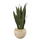 32" Sansevieria Artificial Plant in Sand Colored Planter