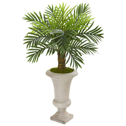 34" Robellini Palm Artificial Tree in Sand Colored Urn