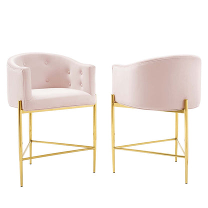 Savour Tufted Performance Velvet Counter Stool Set of 2 by Modway