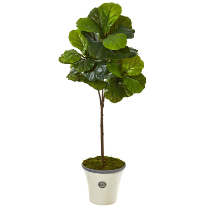 61"  Fiddle Leaf Artificial Tree in Planter (Real Touch)