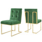 Privy Gold Stainless Steel Performance Velvet Dining Chair Set of 2 by Modway