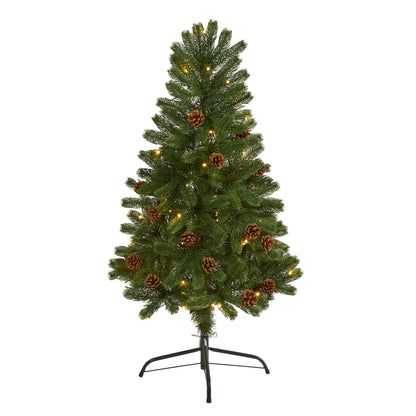 4' Rocky Mountain Spruce Artificial Christmas Tree w/ Pinecones
