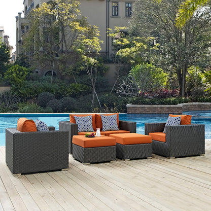 Sojourn 5 Piece Outdoor Patio Sunbrella¨ Sectional Set by Modway