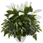 Mixed Spathifyllum Artificial Plant in White Vase