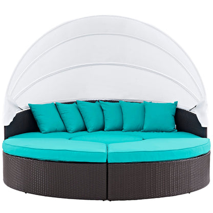 Convene Outdoor Patio Wicker Rattan Canopy Sectional Daybed by Modway