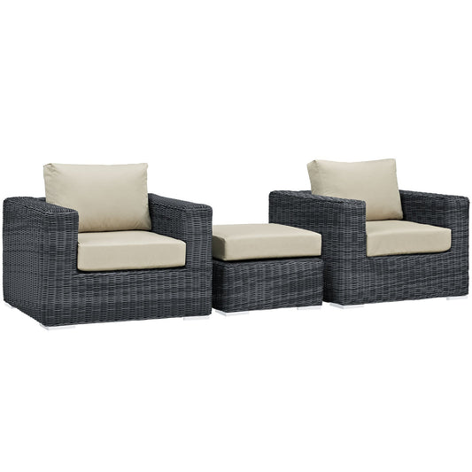 Summon 3 Piece Outdoor Patio Sunbrella¨ Sectional Set by Modway